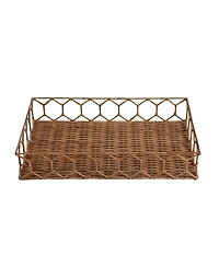 Jonathan Y Honeycom Rustic Bohemian Hand-Woven Rattan Tray