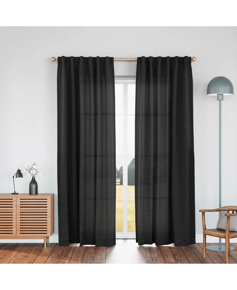 Awesome Home Cotton Blend Light Filtering Back Tab Curtains (2 Panels), 52"x108"