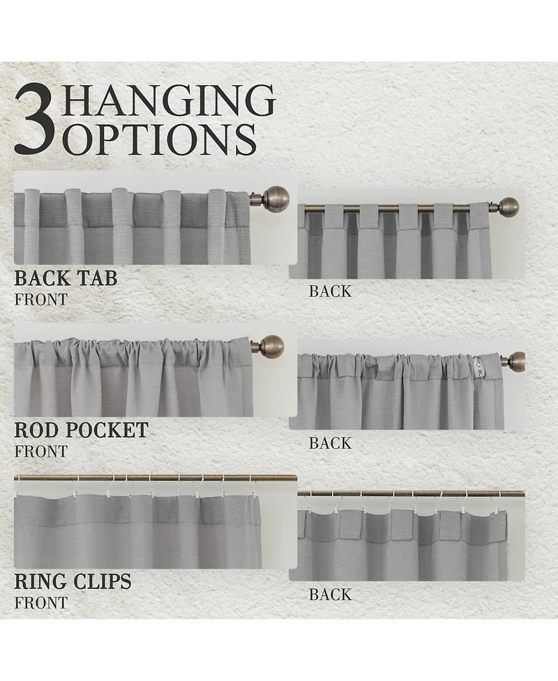 Awesome Home Cotton Blend Light Filtering Back Tab Curtains (2 Panels), 52"x108"