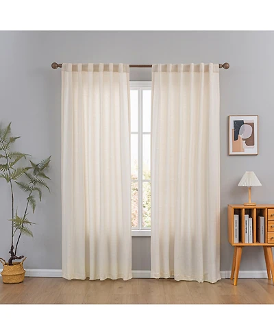 Awesome Home Cotton Blend Light Filtering Back Tab Curtains (2 Panels), 52"x108"