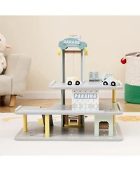 Mecale Parking Garage Playset with 4 Cars and Helicopter