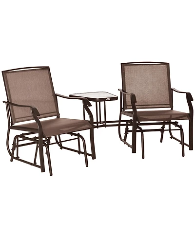 Outsunny 77 Inch 2 Person Outdoor Glider Set with Coffee Table