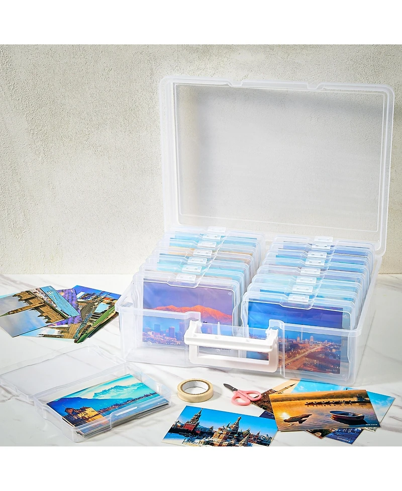 Sorbus Clear Durable Box with 16 Cases (4" x 6") Organizers and Storage Cases - Great for Photo Organization and Craft Storage
