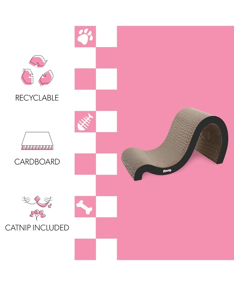 The Licker Store Kona 27" Modern Cardboard Double-Sided Wave Cat Scratcher with Catnip