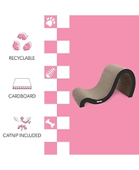 The Licker Store Kona 27" Modern Cardboard Double-Sided Wave Cat Scratcher with Catnip
