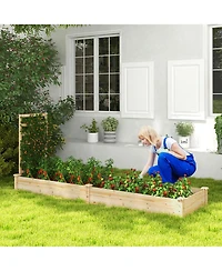 Gymax Raised Garden Bed Wooden Planter Box with Divided Space for Outdoor