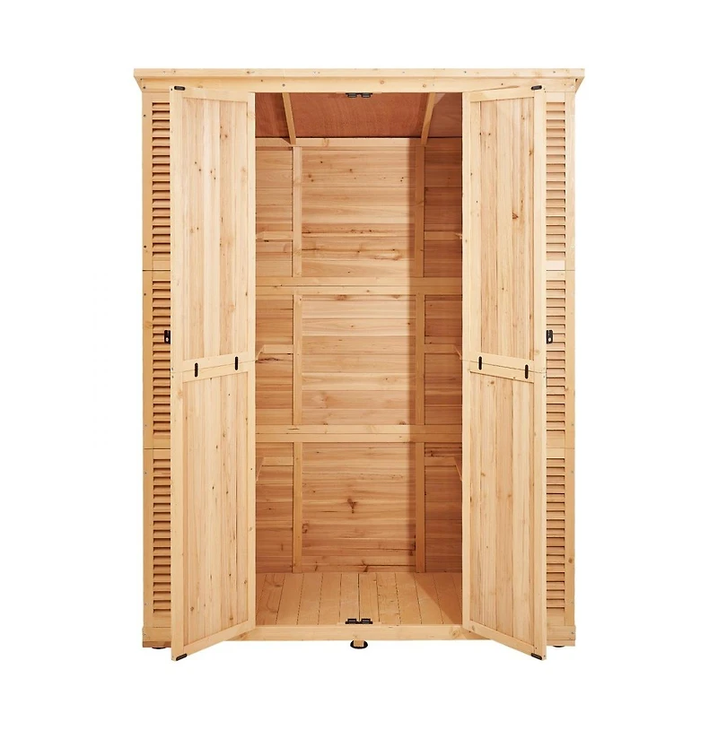 Slickblue Outdoor Wooden Storage Shed with Lock, Waterproof Garden Tool Organizer