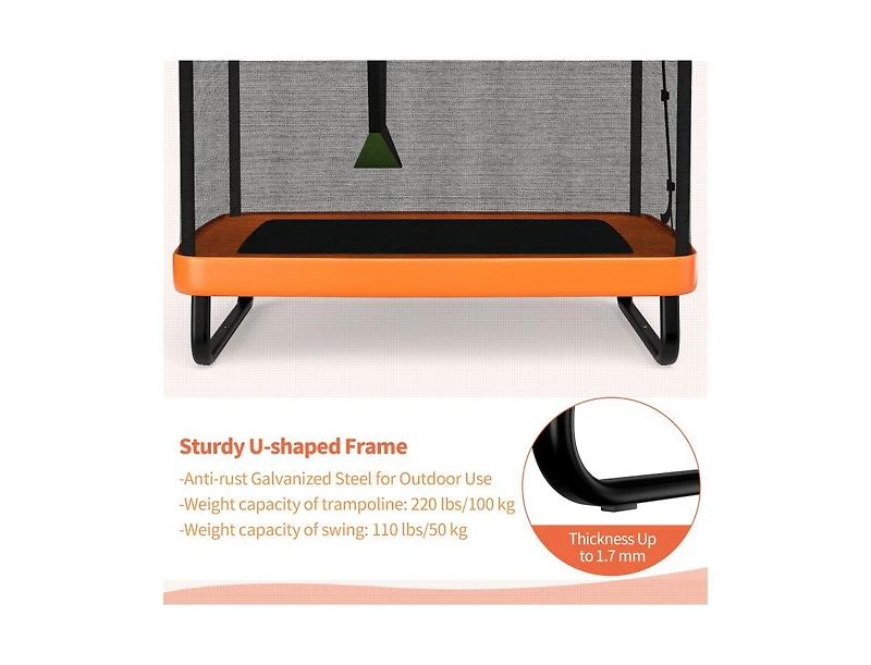 Akiudex Kids 2 in 1 Trampoline with Enclosure and Swing for Indoor and Outdoor Play