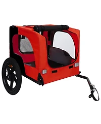 Aostirmotor Pet Bike Trailer,Suitable for Small & Medium Pets, Easy Folding Cart Frame, Quick Release Wheel, Red
