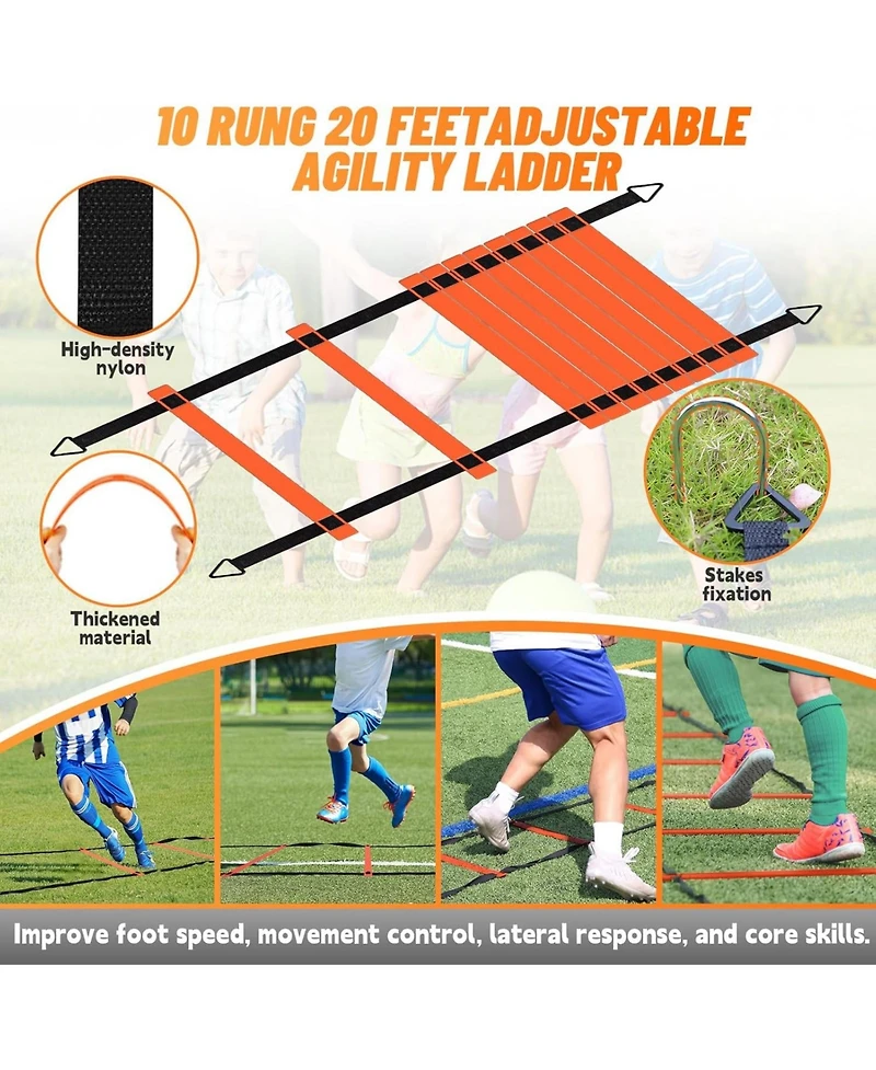 Bearwill Kids Soccer Goal Set of 2, 4x3FT Pop Up Backyard Goals with Training Kit - Includes Portable Nets, Ball, Cones, Ladder & Targets