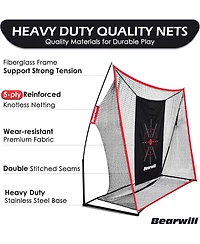 Bearwill 10x7ft Heavy Duty Golf Practice Net - Includes Mat, Target Cloth, 8 Tees, 6 Balls & Carry Bag, for Backyard, Indoor & Outdoor Training