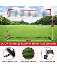 Bearwill 12FT Portable Volleyball Net Set - Freestanding, Height Adjustable, Includes Carry Bag - for Backyard, Indoor & Outdoor Practice
