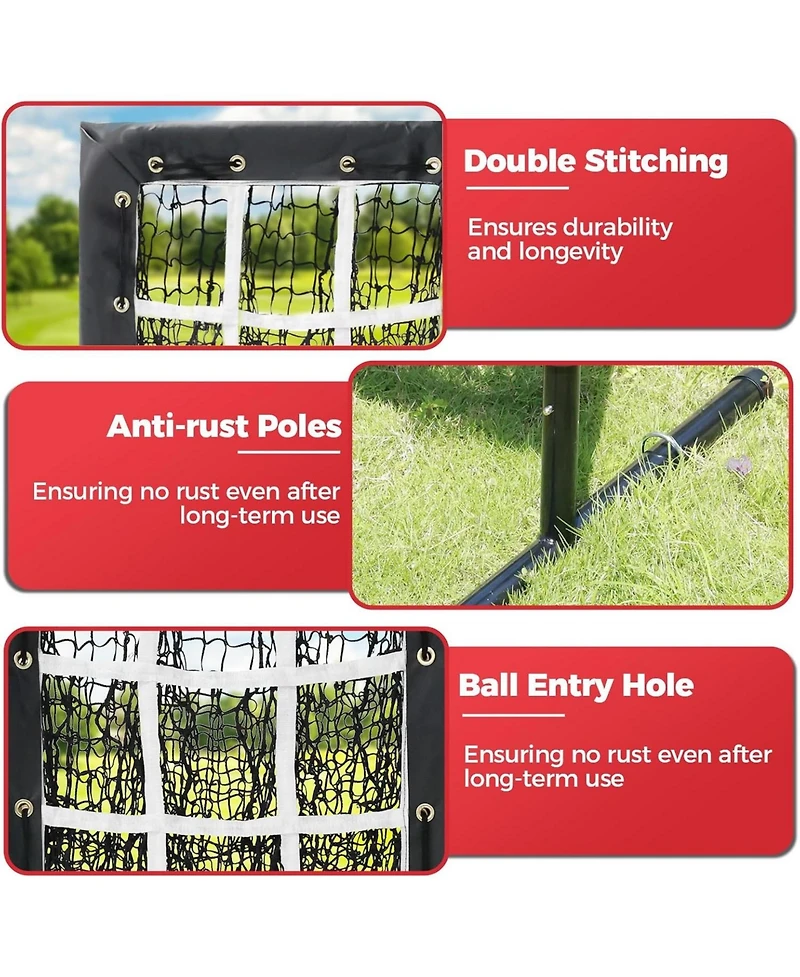 Bearwill 9 Hole Pitching Net for Baseball & Softball - with Strike Zone, Adjustable Throwing Target, Training Equipment