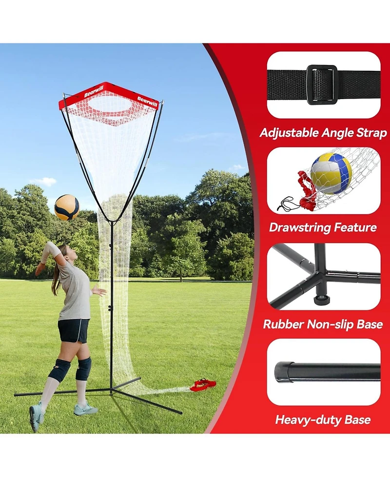 Bearwill Volleyball Setter Trainer Net - Adjustable Angle & Height (8-13FT), Training Equipment for Serving, Spiking, Setting - Indoor & Outdoor