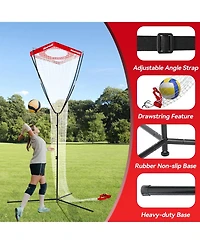 Bearwill Volleyball Setter Trainer Net - Adjustable Angle & Height (8-13FT), Training Equipment for Serving, Spiking, Setting - Indoor & Outdoor