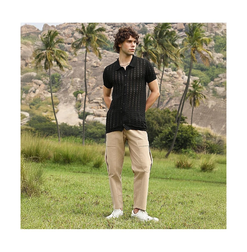 Campus Sutra Men's Spear-Knit Slim-Fit Shirt