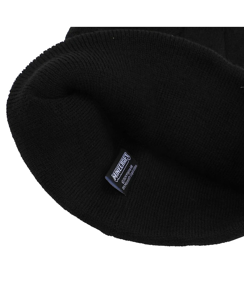 Minecraft Plush Creeper Patch Youth Black Cuff Beanie