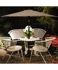 Costway 9FT Patio Solar Umbrella Led Market Steel Tilt W/ Crank Outdoor