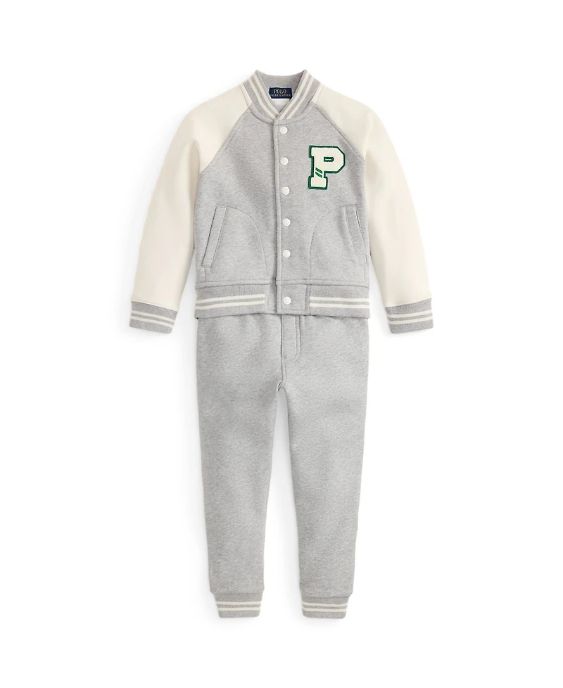 Polo Ralph Lauren Toddler and Little Boys 2-Piece Fleece Baseball Jacket Jogger Pants Set