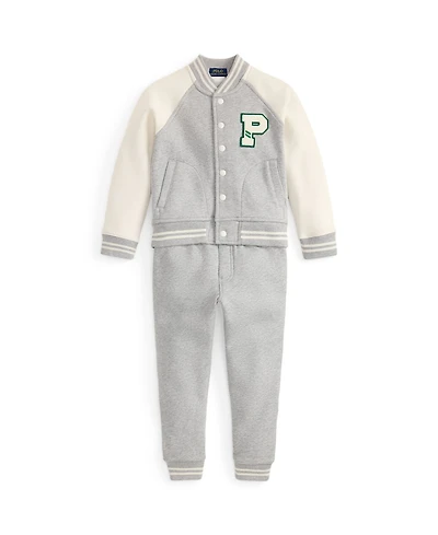 Polo Ralph Lauren Toddler and Little Boys 2-Piece Fleece Baseball Jacket Jogger Pants Set