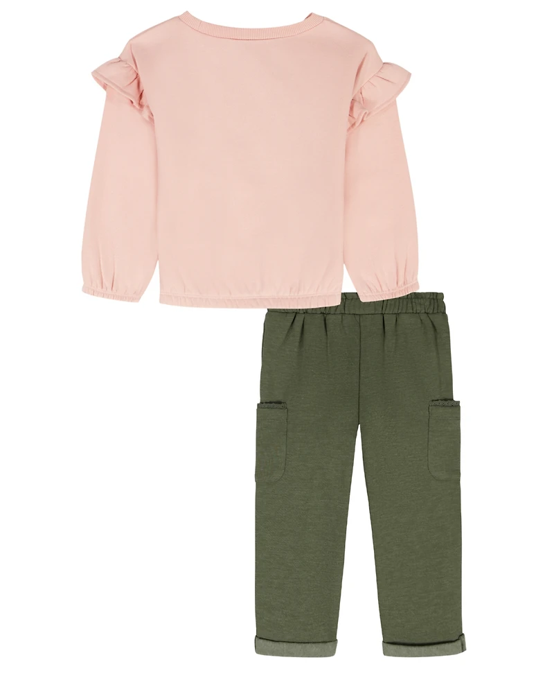 Kids Headquarters Toddler and Little Girls 2-Piece Crew Neck Top Pants Set
