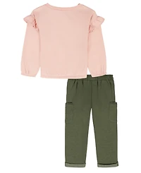 Kids Headquarters Toddler and Little Girls 2-Piece Crew Neck Top Pants Set
