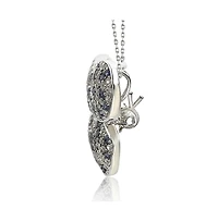 Suzy Levian New York Sterling Silver Sapphire & Created White Sapphire Butterfly Pendant Brooch