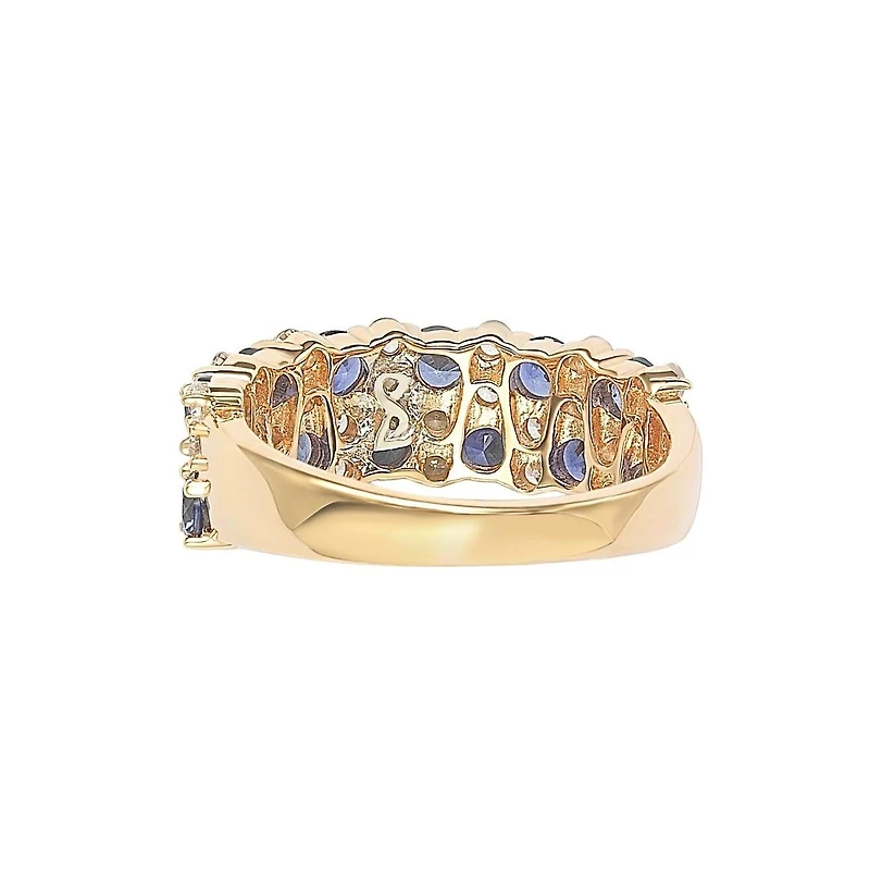 Suzy Levian New York Sterling Silver Natural Sapphire & Created White Double Row Band