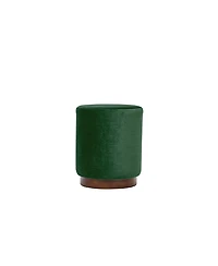 Nordlys - Green Velvet Pouf with Wooden Base Vintage Style Upholstery Living Room