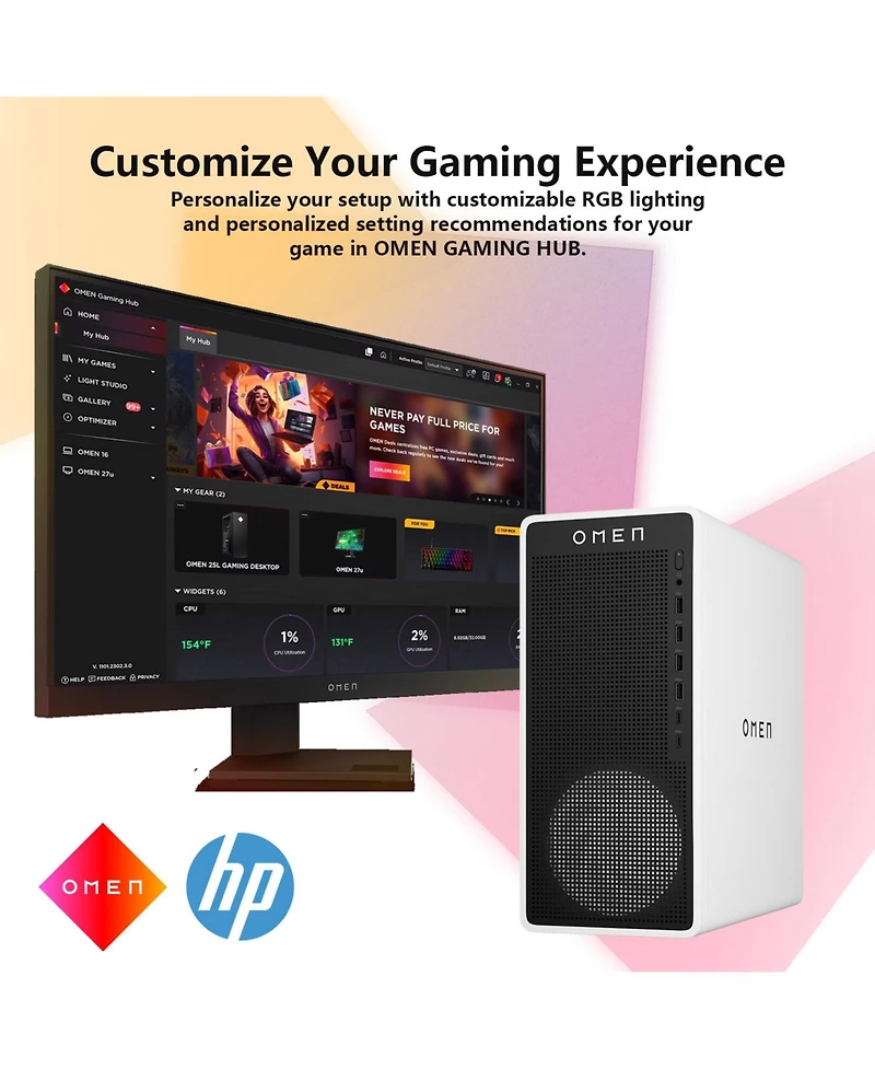 Hp Omen 16L Gaming Tower Desktop Intel Core Ultra 7 265F 8GB Ram Nvidia GeForce Rtx 5060 512GB Ssd Storage Windows 11 Home - Black