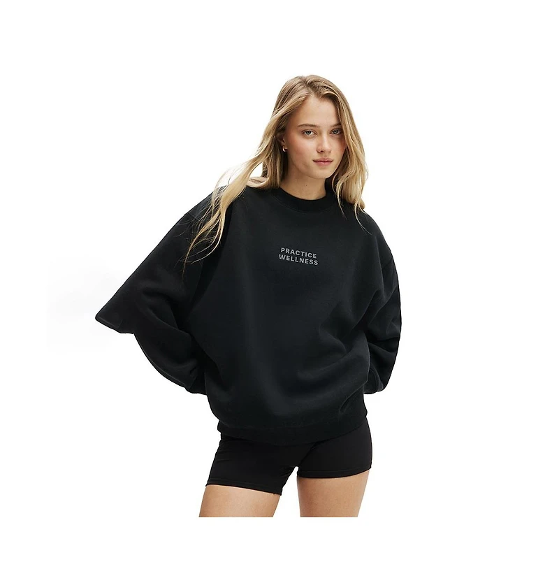 Cotton On Women's Active Plush Graphic Crew Sweatshirt