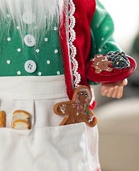 Glitzhome 18" Faux Fur Christmas Chef Santa Figurine
