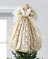 Glitzhome 18.5" Faux Fur Christmas Angel Tree Topper