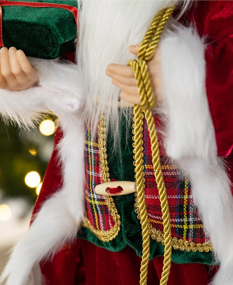 Glitzhome 24" Faux Fur Christmas Traditional Santa Figurine