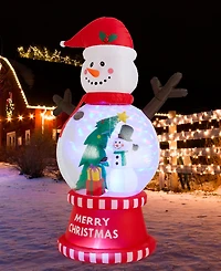 Glitzhome 8" Lighted Inflatable Snowman Globe Scene Decor