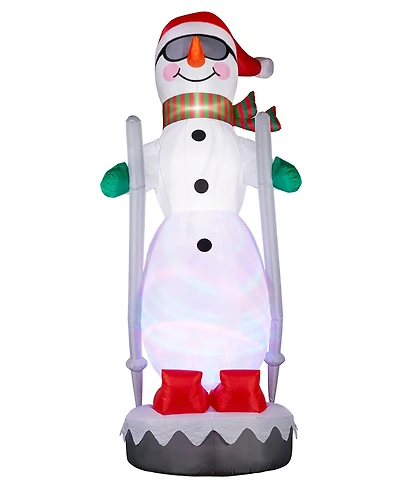 Glitzhome 20" Giant Disco Lighted Inflatable Skiing Snowman