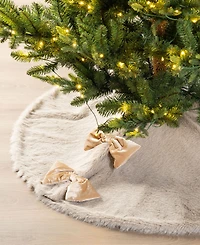 Glitzhome 48" Reversible Korean Fleece Christmas Tree Skirt