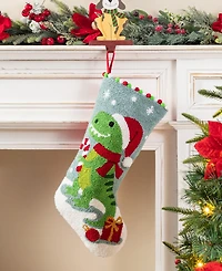 Glitzhome 21" Hooked Dinosaur Christmas Stocking