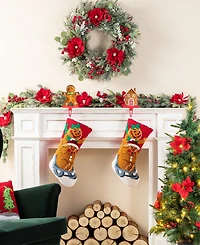 Glitzhome 21" Hooked Gingerbread Man Christmas Stocking