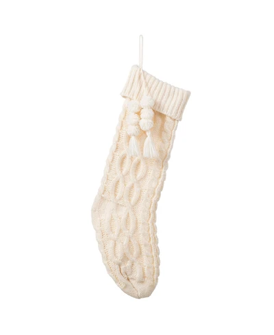 Glitzhome 22" Knitted Christmas Stocking with Pompon Tassel
