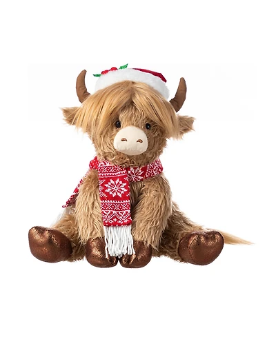 Glitzhome 15.25" Christmas Fabric Highland Cow