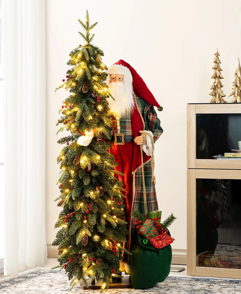Glitzhome 4" Oversized Christmas Woodland Santa