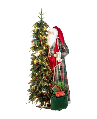 Glitzhome 4" Oversized Christmas Woodland Santa
