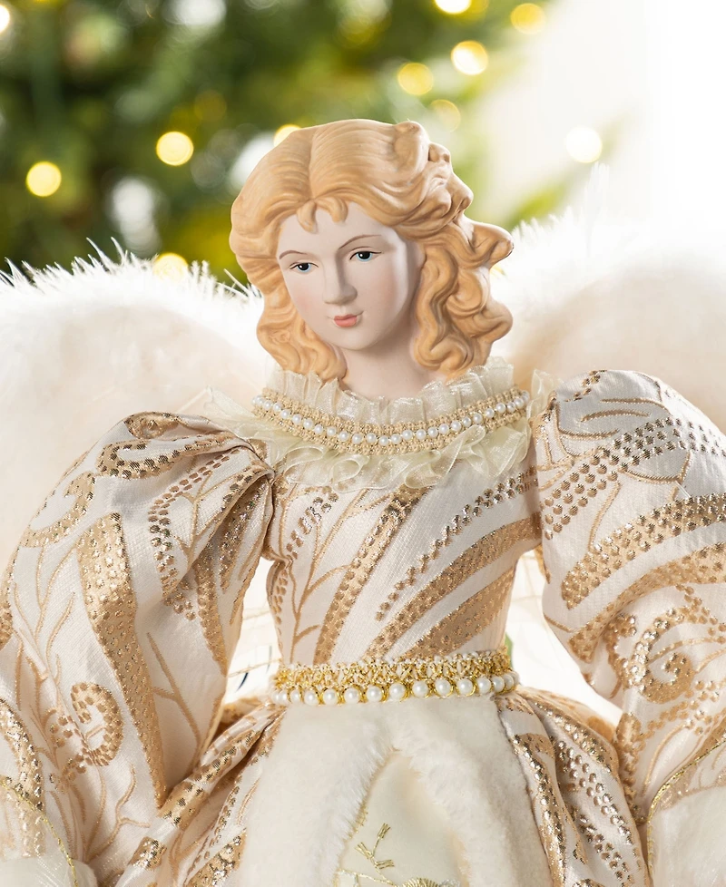 Glitzhome 24" Faux Fur Christmas Angel Tree Topper