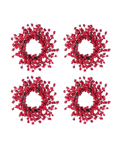 Glitzhome Christmas Mini Red Berries Wreaths, Set of 4