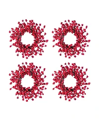 Glitzhome Christmas Mini Red Berries Wreaths, Set of 4