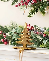 Glitzhome Christmas Resin Tree and Reindeer Stocking Holders, Set of 3