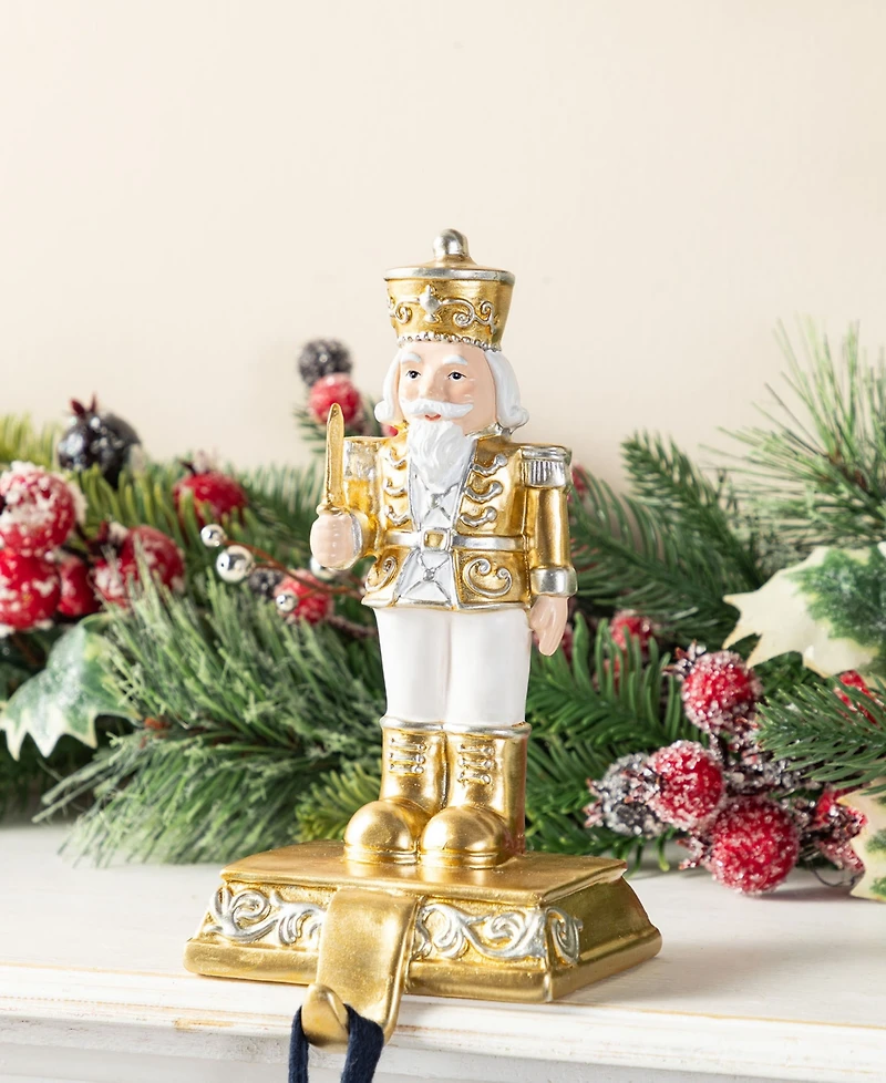 Glitzhome Christmas Resin Nutcracker Stocking Holders, Set of 2