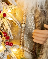 Glitzhome 4" Oversized Christmas Woodland Santa