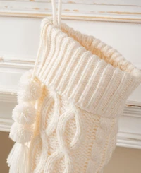 Glitzhome Knitted Christmas Stockings with Pompon Tassel, Set of 2